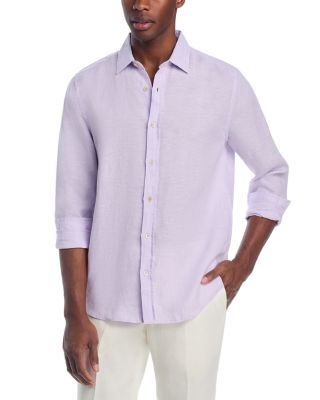 Yarn-Dyed Standard Fit Linen Shirt in Soft Lilac - Exclusive