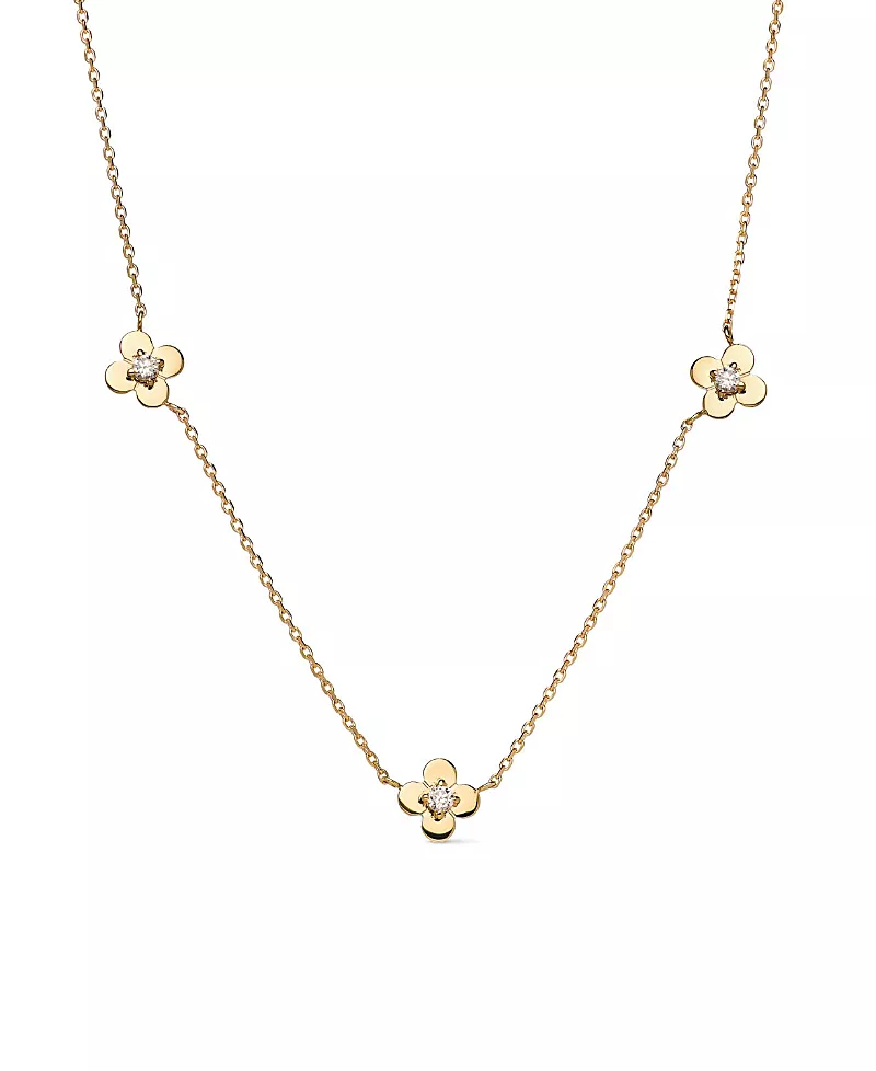 Ana Luisa Solid Yellow Gold Mini Flower Station Necklace