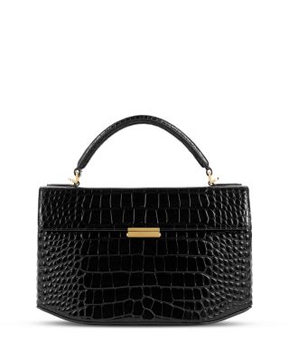 Black Croco Embossed Leather Box Bag