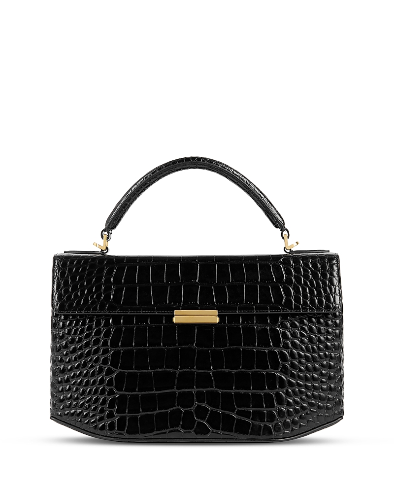 Toteme Black Croco Embossed Leather Box Bag