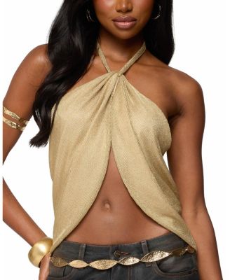 Stasia Sparkly Knit Split Front Top