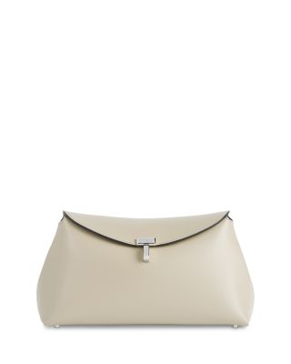T-Lock Smooth-Leather Convertible Clutch in Milk