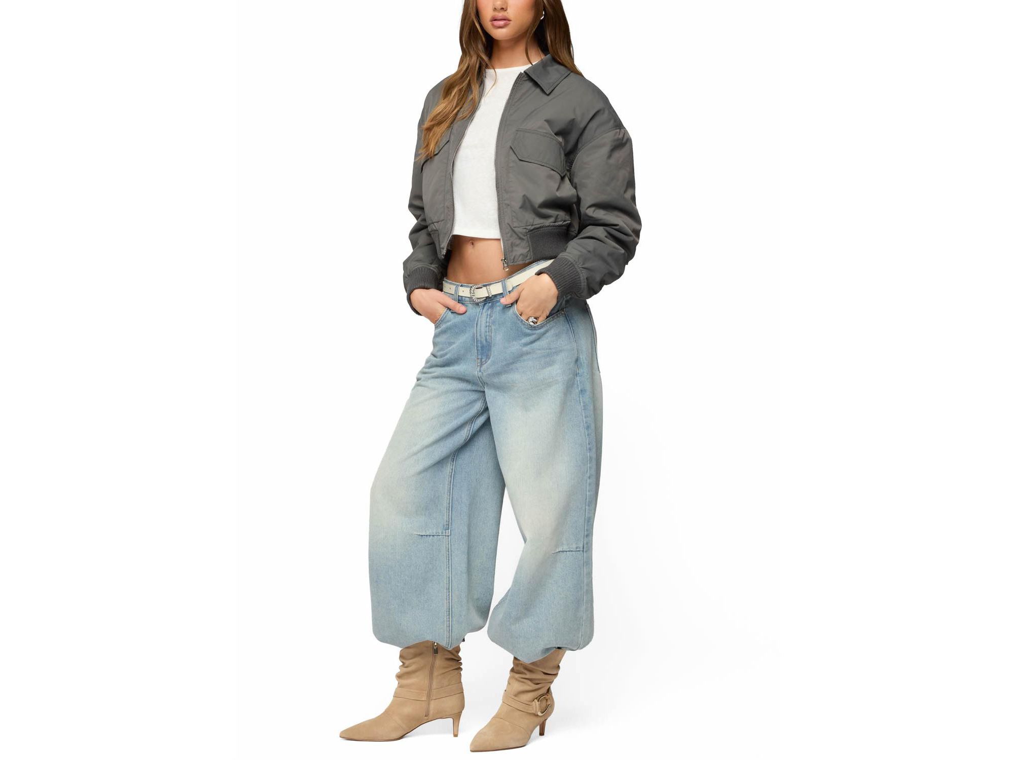 Dolan Ruched Oversized Bomber Jacket — Image 4