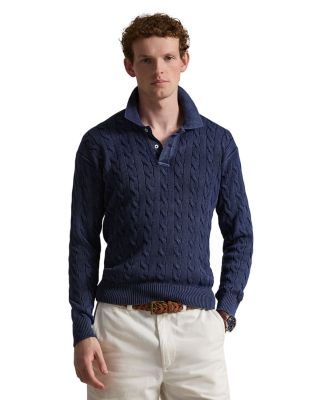 Relaxed Fit Cable Knit Cotton Sweater