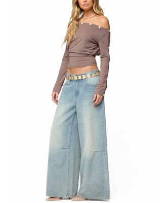 Ronee Off Shoulder Button Cutout Top