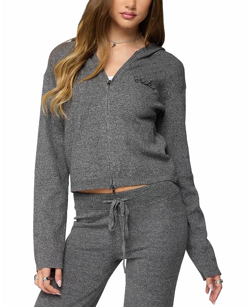 Edikted Ayah Knit Zip Up Hoodie