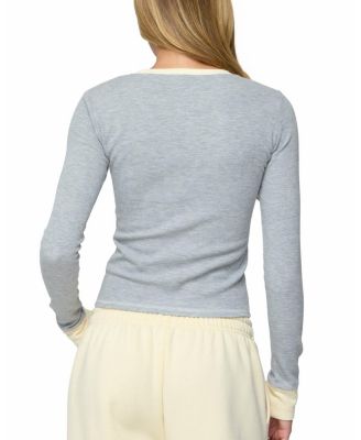 Rora Contrast Long Sleeve Waffle Top