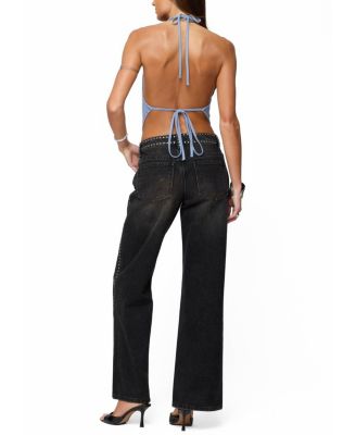 Zenya Backless Cowl Neck Halter Top