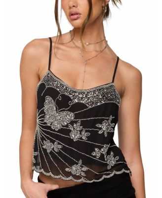 Opal Bead & Sequin Chiffon Tank Top