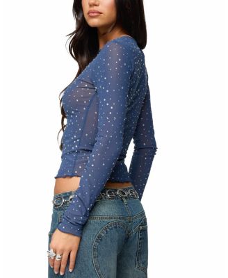 Anari Rhinestone Mesh Top