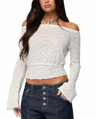 Alef Sheer Lace Off Shoulder Top