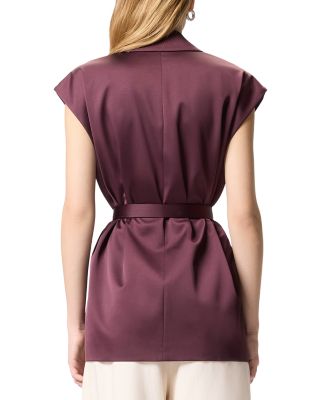 Satin Sleeveless Jacket Top