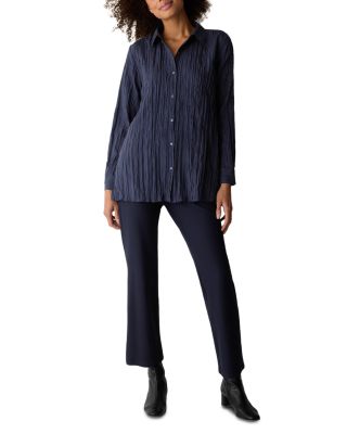 Classic Collar Pleated Silk Shirt