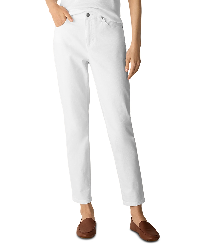 Eileen Fisher High Waist Slim Ankle Jeans in White
