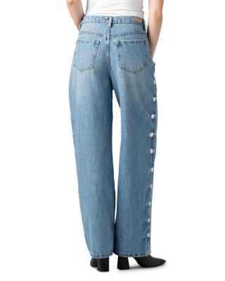 High Rise Studded Jeans in Silver Spoon