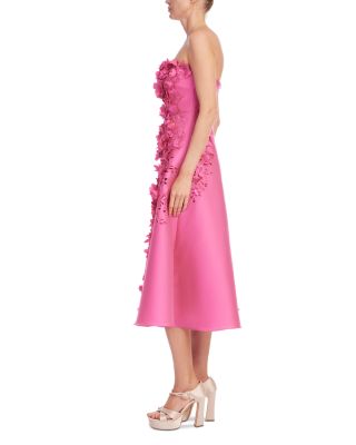 Strapless 3D Floral Gazar Midi Dress