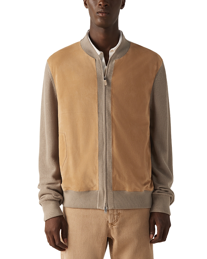 Zegna Cashmere Bomber Jacket In Brown