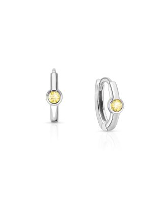 Girls' Sterling Silver 9mm Birthstone Huggie Hoops Earrings