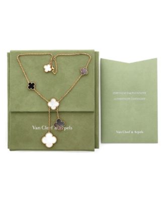 Magic Alhambra 6 Motifs Necklace 18K Gold and Mother of Pearl with Onyx 16.25"