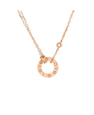 2 Diamonds Love Pendant Necklace 18K Rose Gold and Diamonds 16.25"