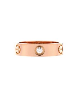  Love 3 Diamonds Band Ring 18K Rose Gold with Diamonds