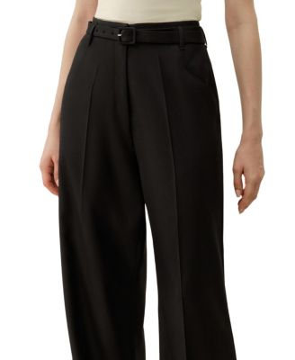 Silk Wool High-Waisted Wide-Leg Pant