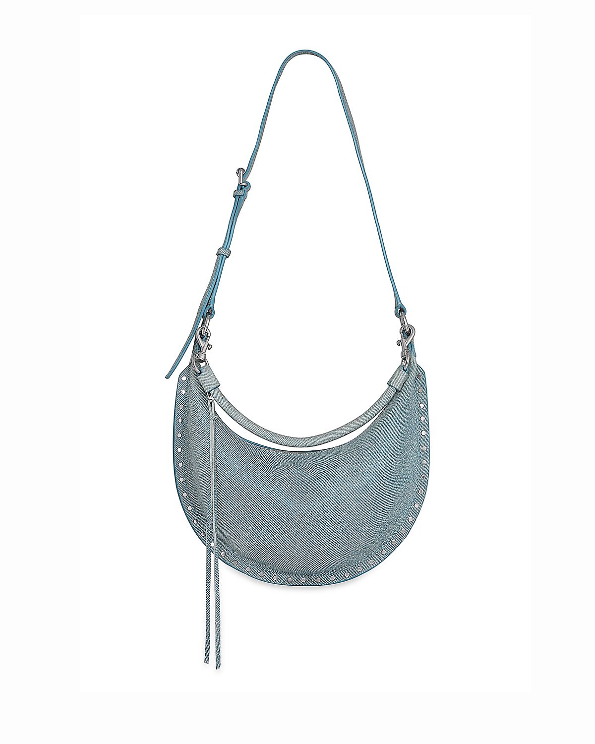 Rebecca Minkoff Darren Small Denim Look Suede Crescent Crossbody