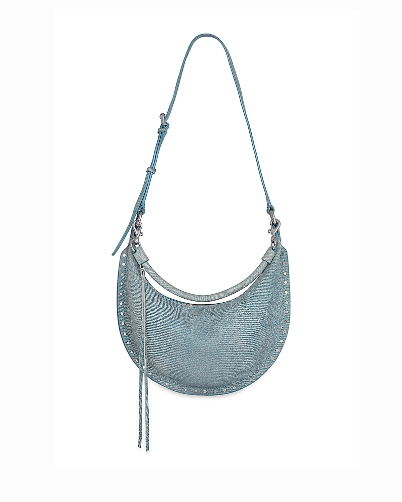 Rebecca Minkoff Darren Small Denim Look Suede Crescent Crossbody