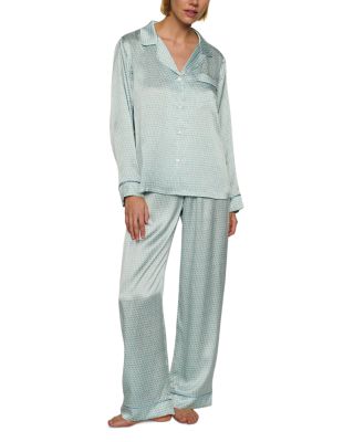 Eberjey Inez Printed Washable Silk Long Pajama Set