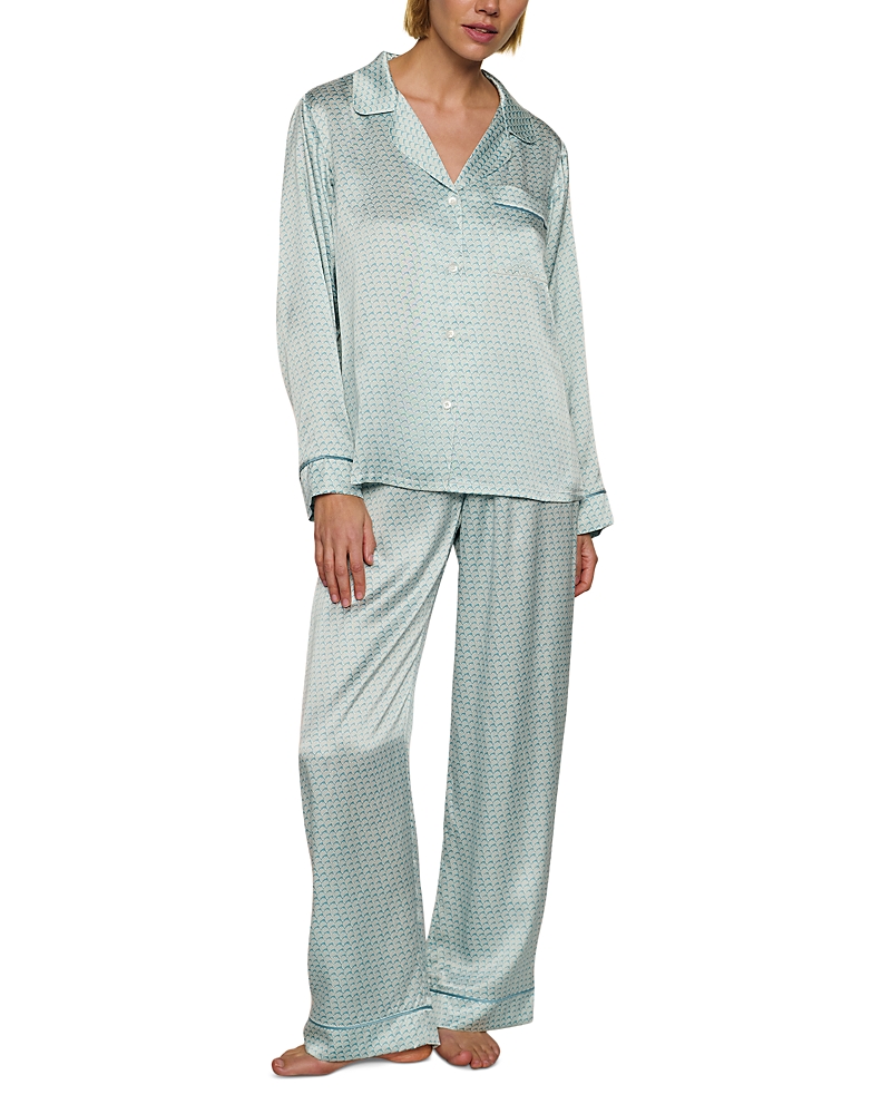 Eberjey Inez Printed Washable Silk Long Pajama Set