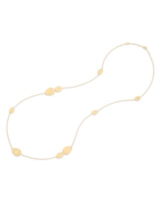 18K Yellow Gold Lunaria Textured Link Long Chain Necklace, 36"