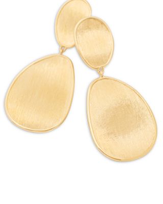 18K Yellow Gold Lunaria Textured Disc Double Drop Earrings