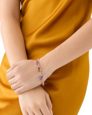 18K Yellow Gold Paradise Multi Gemstone Dangle Bracelet