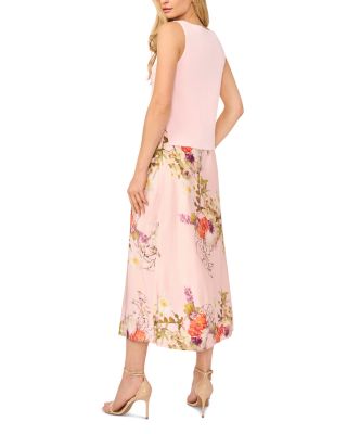 Ted Baker Midori Sleeveless Boat Neck Printed Twofer Dress