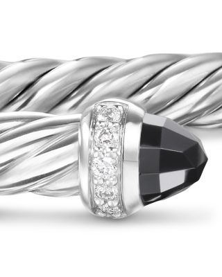Cablespira Flex&reg; Bracelet in Sterling Silver with Black Onyx and Diamonds, 4mm