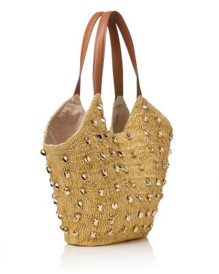 Galia Studded Raffia Tote Bag