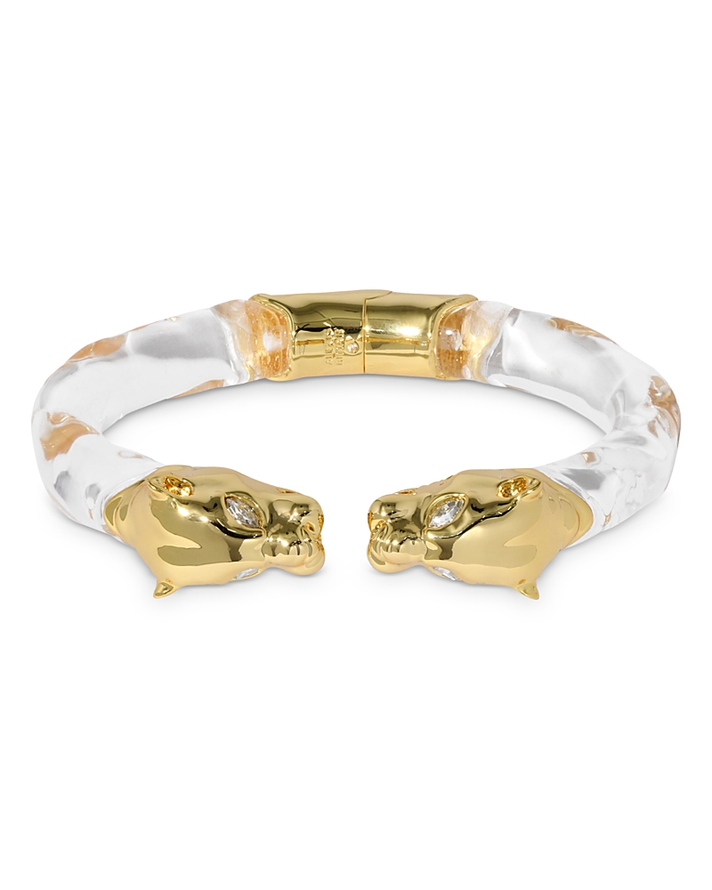 Alexis Bittar Panther Visage Lucite Hinge Cuff Bracelet