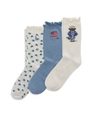Girls' Blueberry Bear Socks, 3 Pack - Little Kid, Big Kid