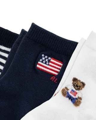 Boys' Sitting Flag Bear Socks, 3 Pack - Baby