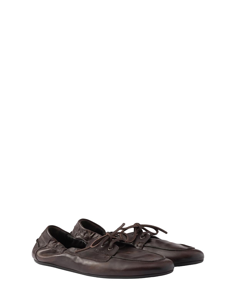 Prada Men's Shuffle Antiqued Leather Laced Shoes