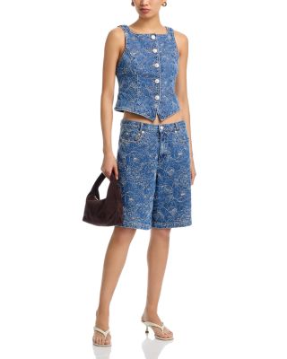 Garden Doodle Denim Vest