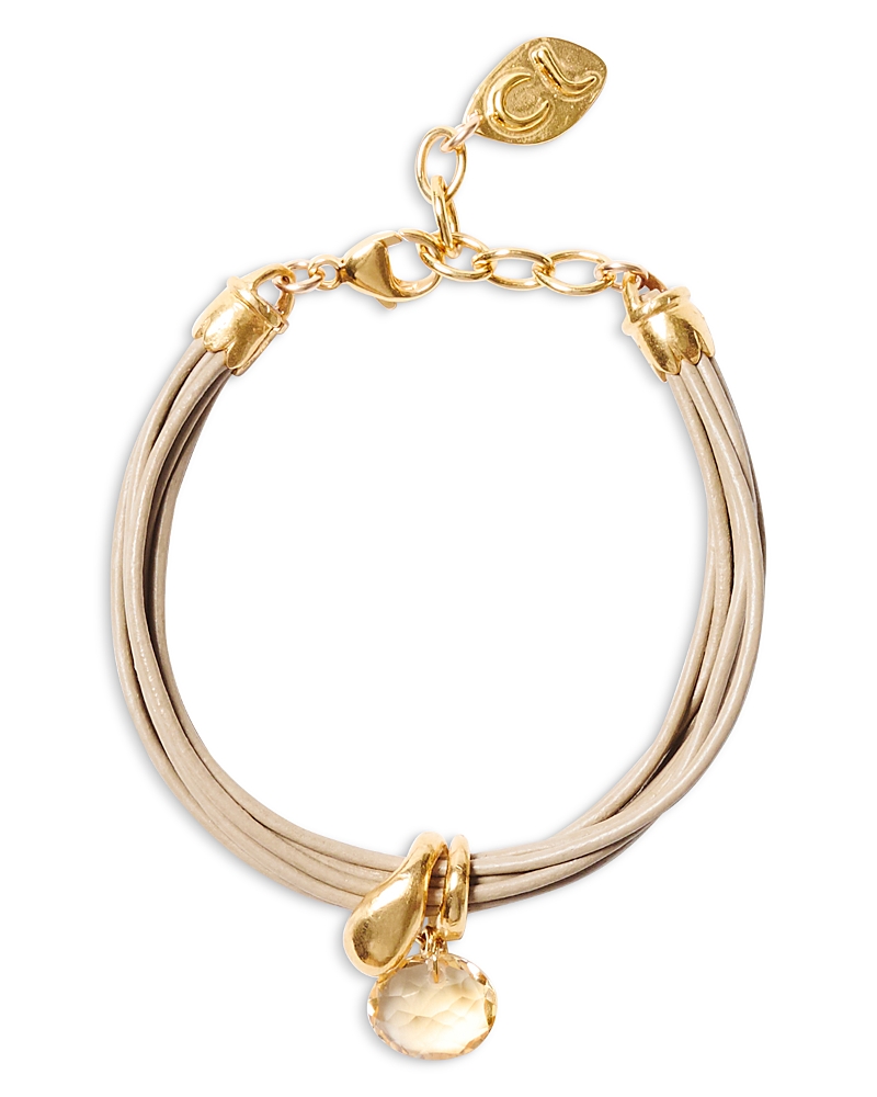 Chan Luu Gemstone Charm Multi Strand Leather Flex Bracelet