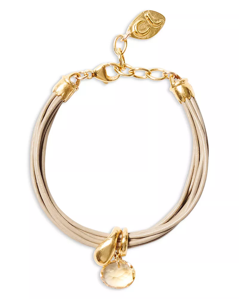 Chan Luu Gemstone Charm Multi Strand Leather Flex Bracelet