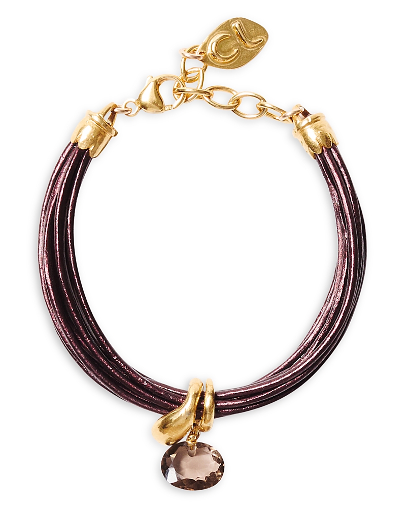 Chan Luu Gemstone Charm Multi Strand Leather Flex Bracelet