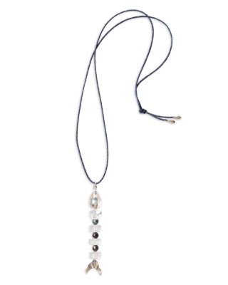 Multi Gemstone Fish Cord Pendant Necklace, 42"