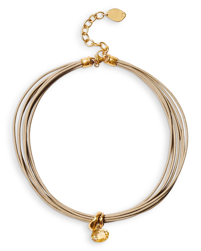 Chan Luu Gemstone Multi Strand Leather Pendant Necklace, 14