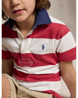 Boys' Striped Cotton Short Sleeved Rugby Shirt - Little Kid