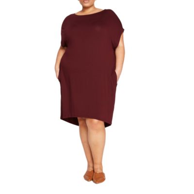 Universal Standard Plus Helen Liquid Jersey Shift Dress In Burgundy
