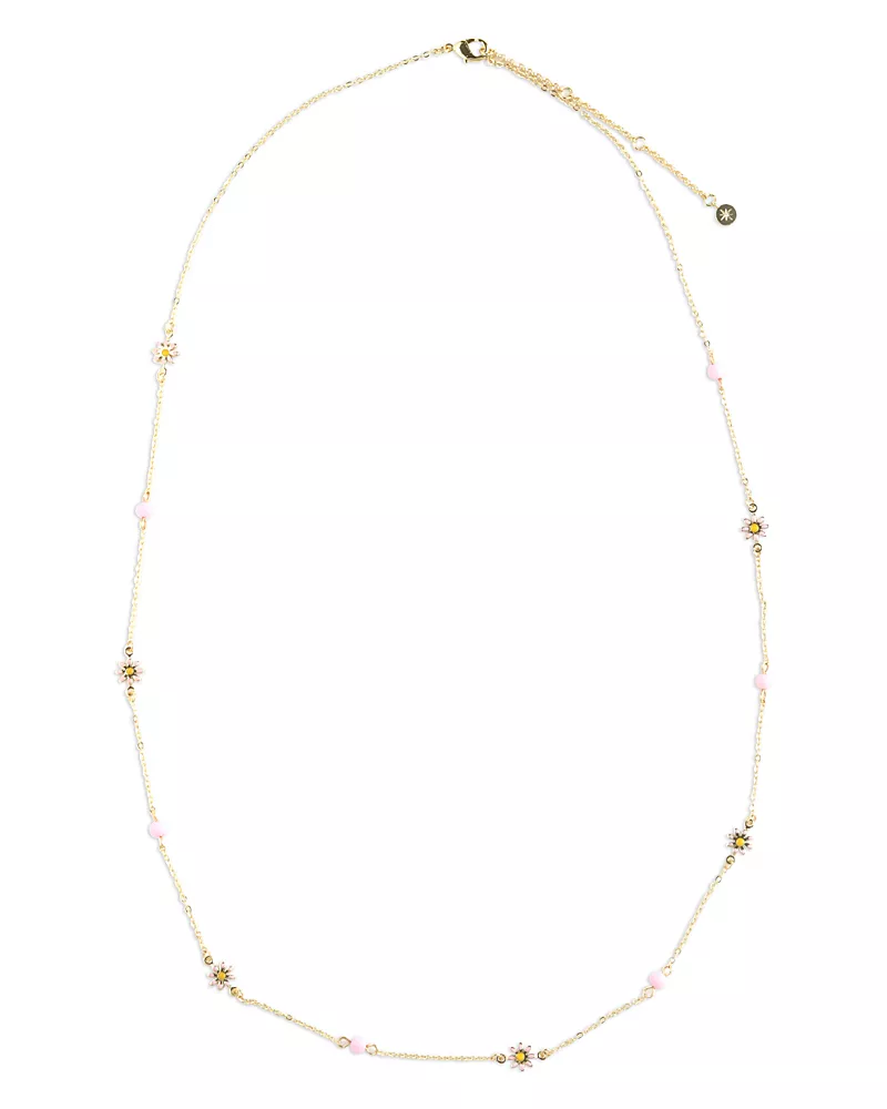 Aqua Mixed Stone Flower Strand Necklace, 28-31 - Exclusive
