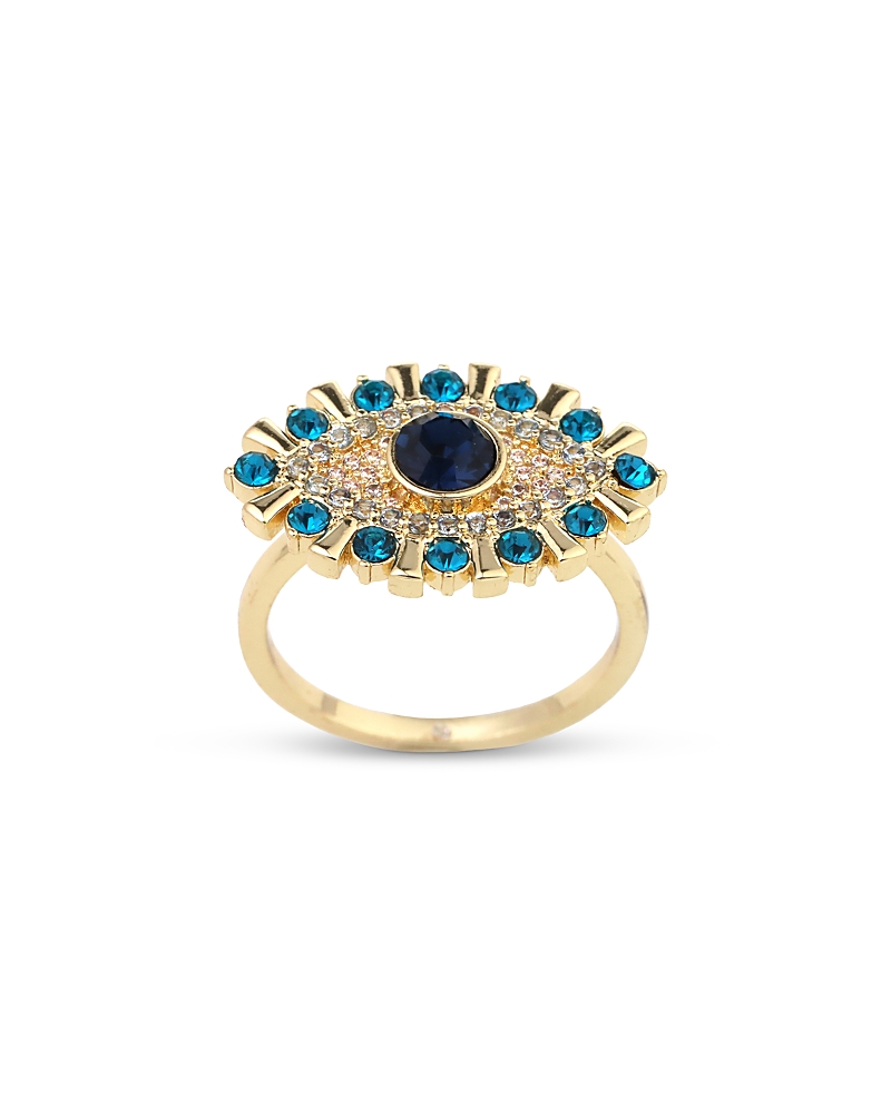Aqua Stone Evil Eye Cocktail Ring - Exclusive